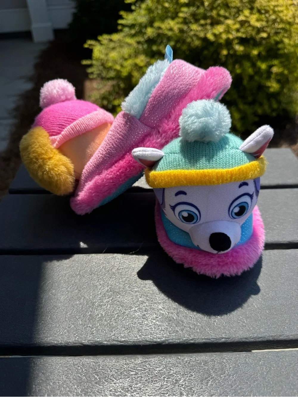 Skye and Everest Pink and Aqua Plush Kids Slippers - Cute Character Design